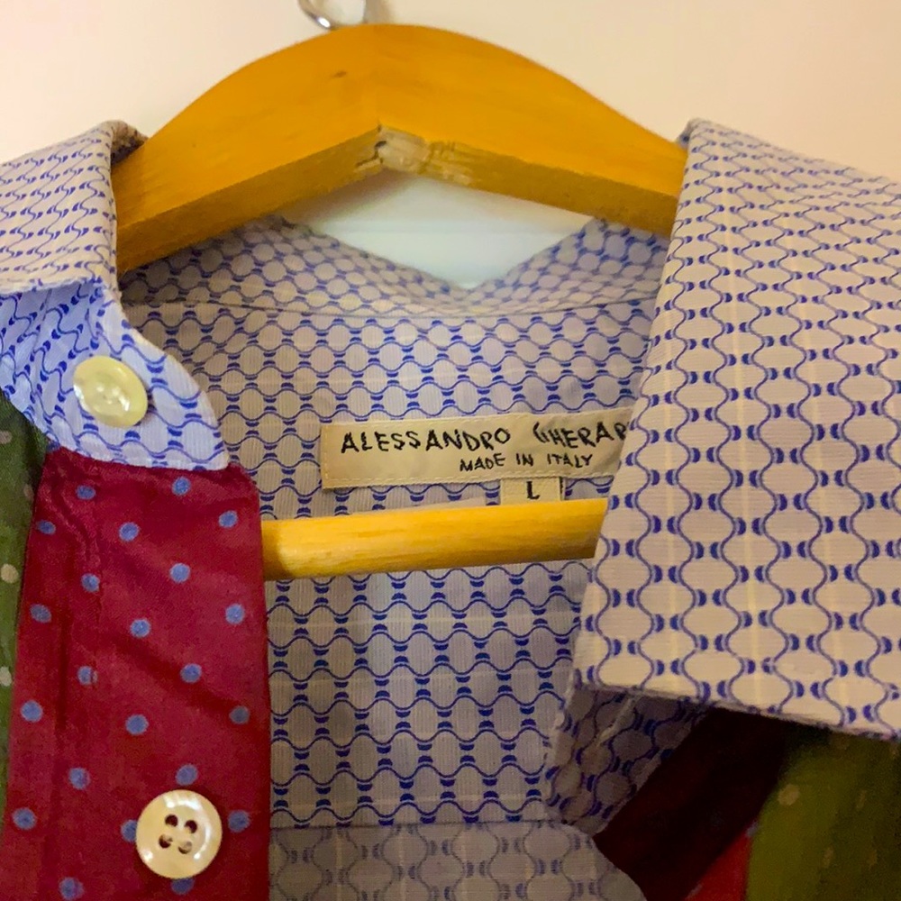 Alessandro Gherardeschi patchwork silk and cotton and printed sleeve -L